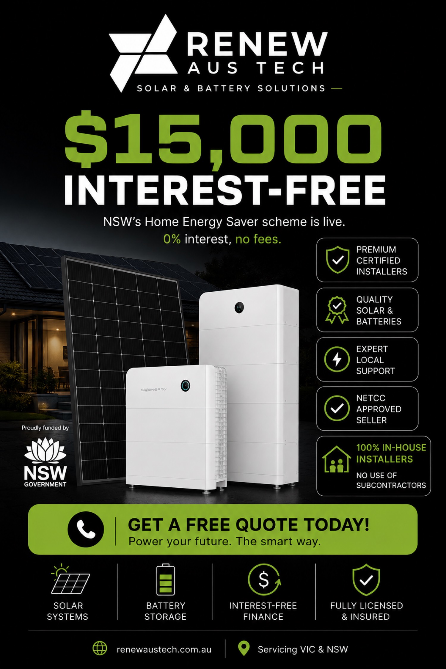 $15,000 interest-free NSW Home Energy Saver scheme — Renew Aus Tech